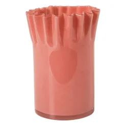 Xenos Vaas geribbeld - rood - ø15x19.5 cm- Vazen|Vazen