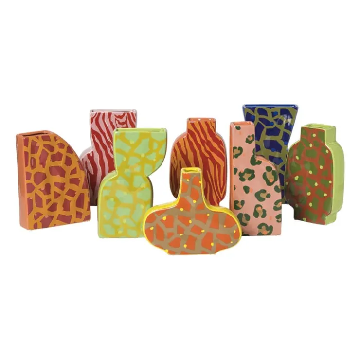 Xenos Vaas giraf - groen/zwart - 16x19x9.5 cm- Vazen|Vazen