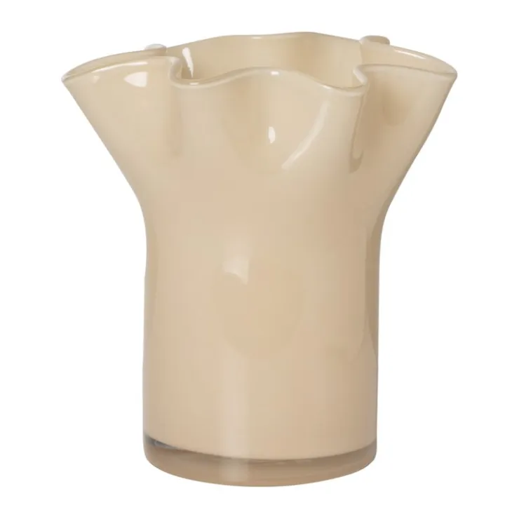 Xenos Vaas golf - beige - 22.5x20x19 cm- Vazen|Vazen