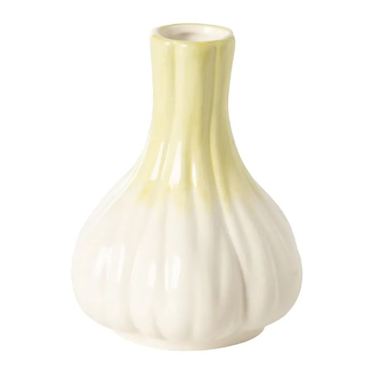 Xenos Vaas knoflook - beige/geel - ø11x14 cm- Vazen|Vazen