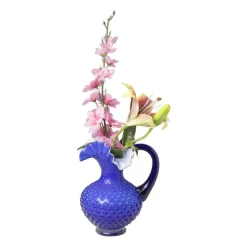 Xenos Vaas kruik - blauw - 15x13x20 cm- Vazen|Vazen