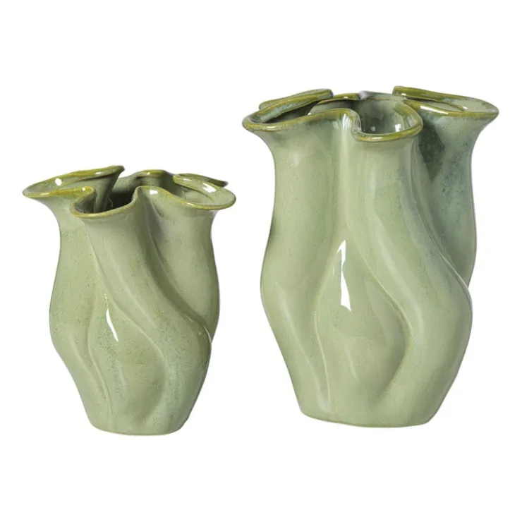 Xenos Vaas reactive glaze groot - groen - 24.3x19.7x17.3 cm- Vazen|Vazen