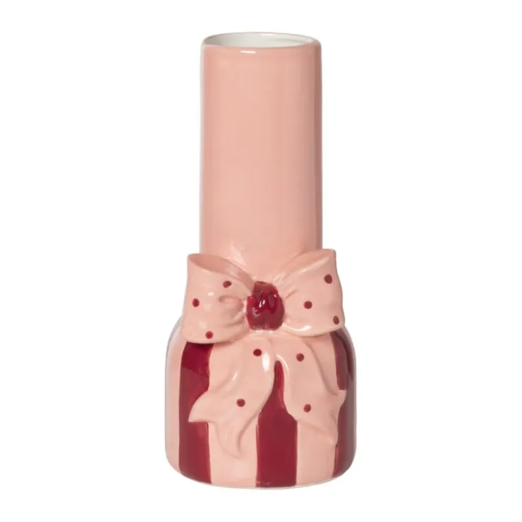 Xenos Vaas strik - roze/rood - 25x11.5x11.4 cm- Vazen|Vazen