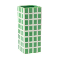 Xenos Vaas tegel groot - groen - 20x8x8 cm- Vazen|Vazen