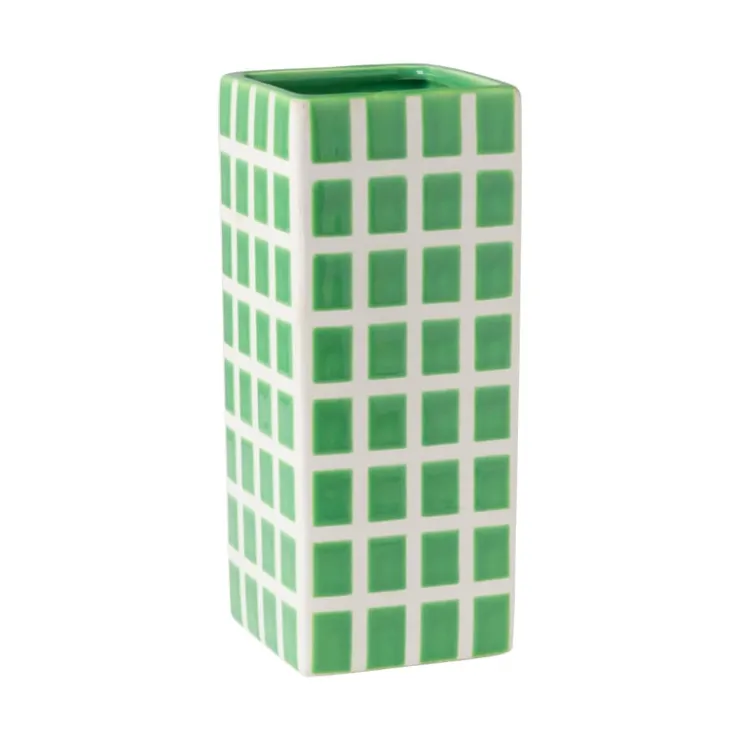 Xenos Vaas tegel groot - groen - 20x8x8 cm- Vazen|Vazen