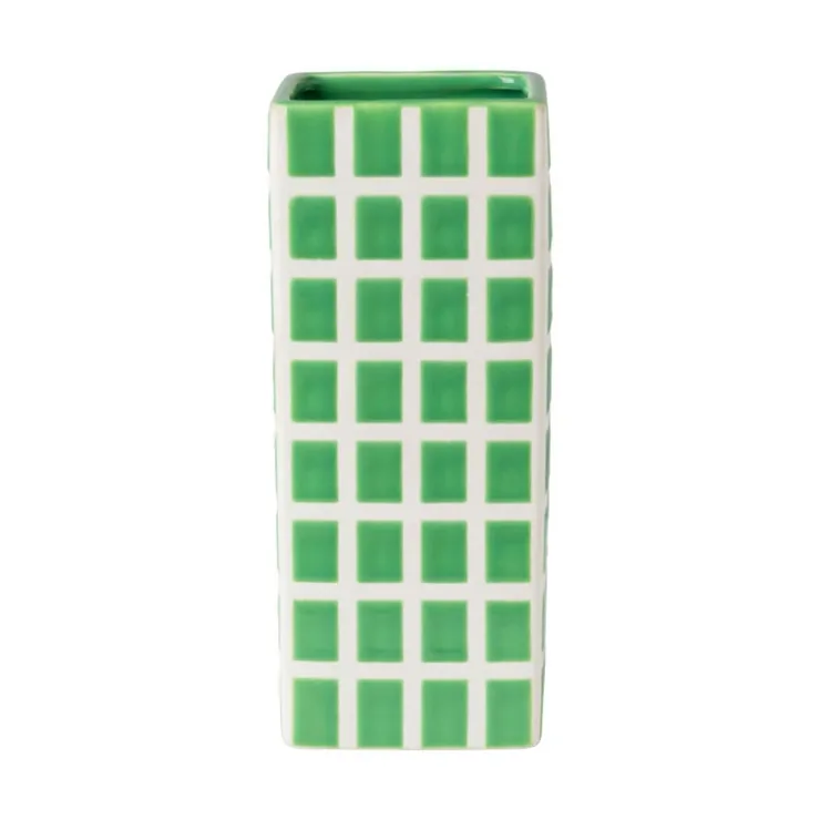 Xenos Vaas tegel groot - groen - 20x8x8 cm- Vazen|Vazen