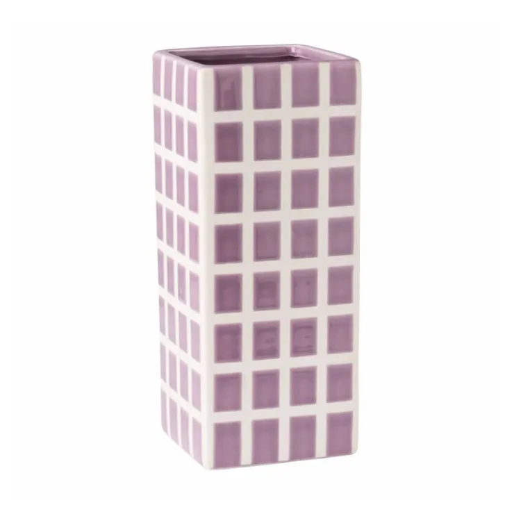 Xenos Vaas tegel groot - paars - 20x8x8 cm- Vazen|Vazen