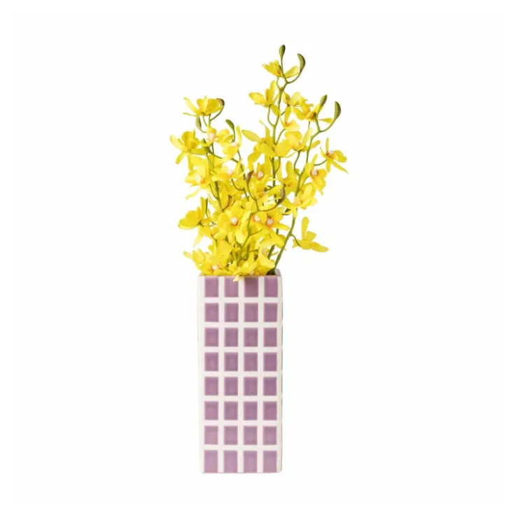 Xenos Vaas tegel groot - paars - 20x8x8 cm- Vazen|Vazen