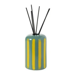 Xenos Vaas voor geurstokjes strepen - groen/geel - ø8x13 cm- Vazen|Vazen