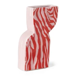 Xenos Vaas zebra - roze - 22x14.4x5.2 cm- Vazen|Vazen