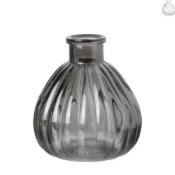 Xenos Vaasje ribbel glas - diverse kleuren - ø9x9 cm- Vazen|Vazen