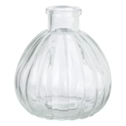 Xenos Vaasje ribbel glas - diverse kleuren - ø9x9 cm- Vazen|Vazen