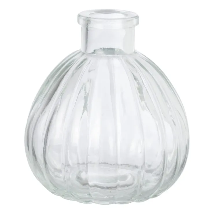 Xenos Vaasje ribbel glas - diverse kleuren - ø9x9 cm- Vazen|Vazen