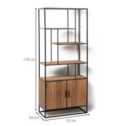 Xenos Vakkenkast Charlie met deuren - 170x73x33 cm- Kast Met Deuren|Vakkenkasten
