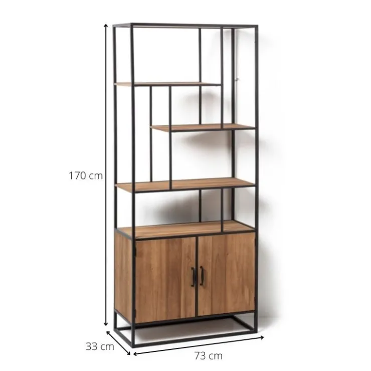 Xenos Vakkenkast Charlie met deuren - 170x73x33 cm- Kast Met Deuren|Vakkenkasten