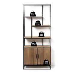 Xenos Vakkenkast Charlie met deuren - 170x73x33 cm- Kast Met Deuren|Vakkenkasten