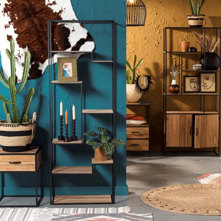 Xenos Vakkenkast Charlie met deuren - 170x73x33 cm- Kast Met Deuren|Vakkenkasten