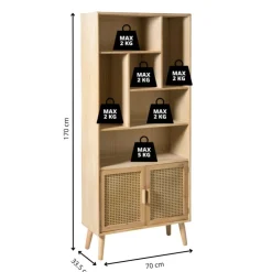 Xenos Vakkenkast Java met deuren - bruin - 170x70x33.5 cm- Boekenkasten|Vakkenkasten