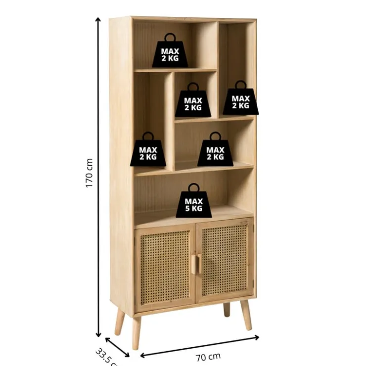 Xenos Vakkenkast Java met deuren - bruin - 170x70x33.5 cm- Boekenkasten|Vakkenkasten