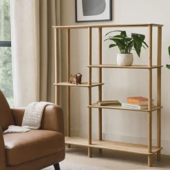 Xenos Vakkenkast Scandi hoog - naturel - 140x120x30 cm- Vakkenkasten