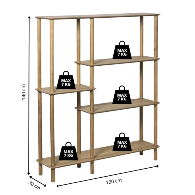 Xenos Vakkenkast Scandi hoog - naturel - 140x120x30 cm- Vakkenkasten