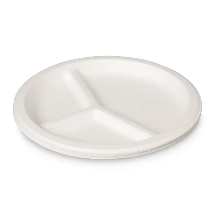 Xenos Verdeelborden bagasse - ø22.5 cm - set van 8- Wegwerpservies|Buitenservies