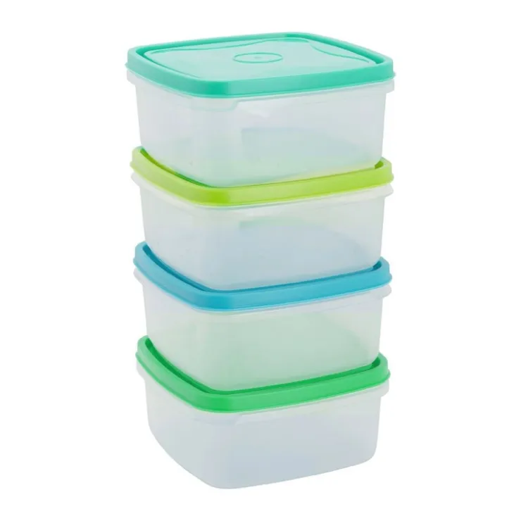 Xenos Vershoudbakjes van plastic - 250 ml - set van 4- Bewaardozen
