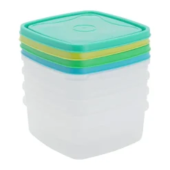 Xenos Vershoudbakjes van plastic - 250 ml - set van 4- Bewaardozen