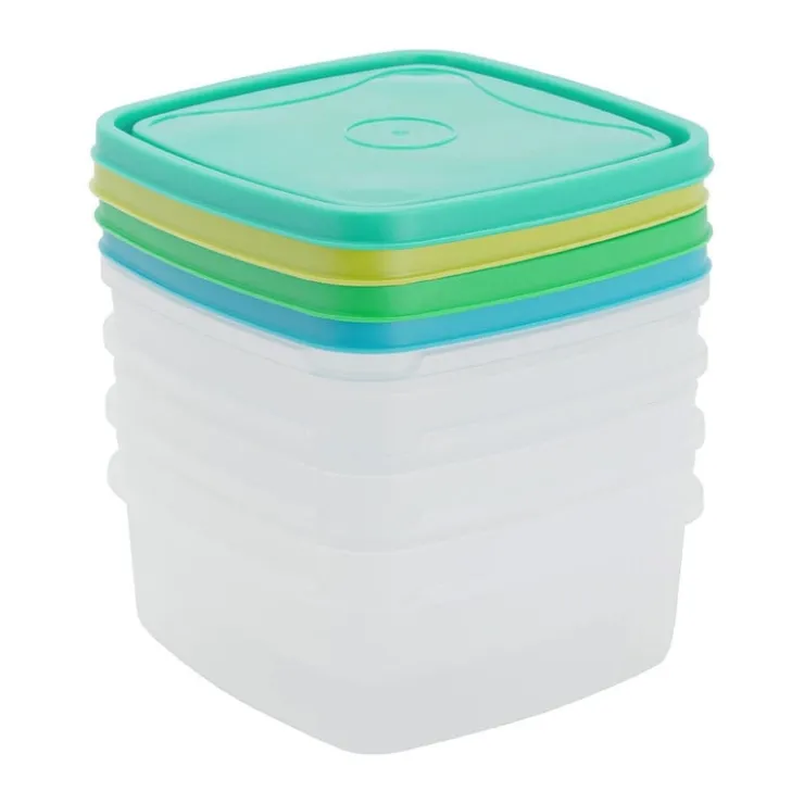 Xenos Vershoudbakjes van plastic - 250 ml - set van 4- Bewaardozen