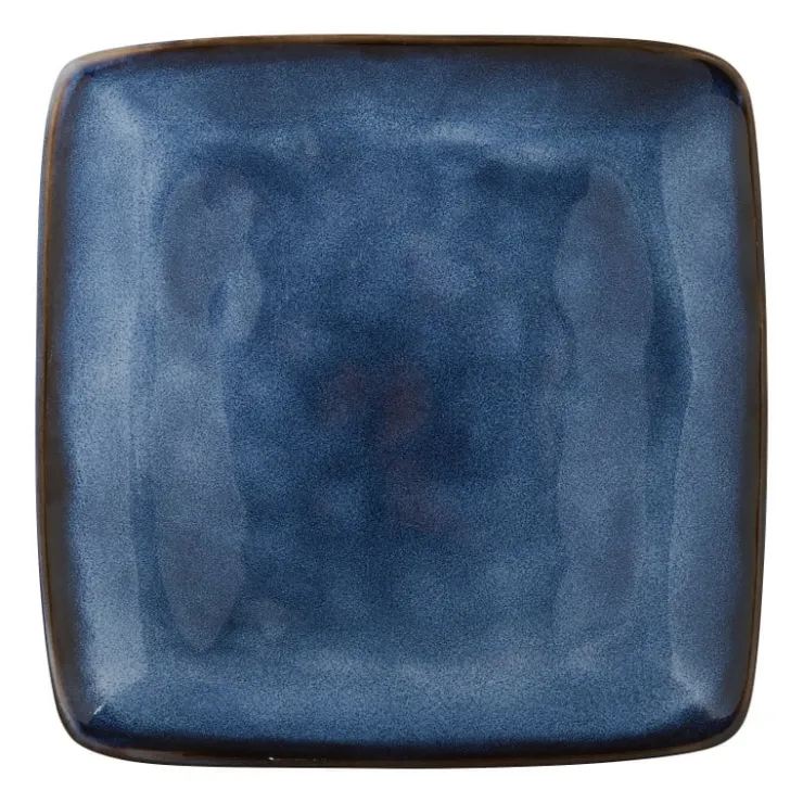 Xenos Vierkant bord Toscane - donkerblauw - 20x20 cm- Borden