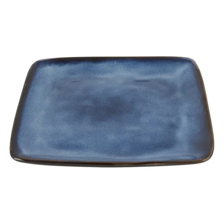 Xenos Vierkant bord Toscane - donkerblauw - 20x20 cm- Borden