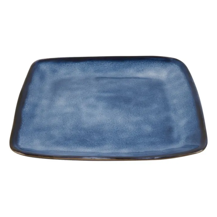 Xenos Vierkant bord Toscane - donkerblauw - 25x25 cm- Borden