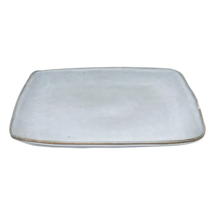 Xenos Vierkant bord Toscane - lichtblauw - 25x25 cm- Borden