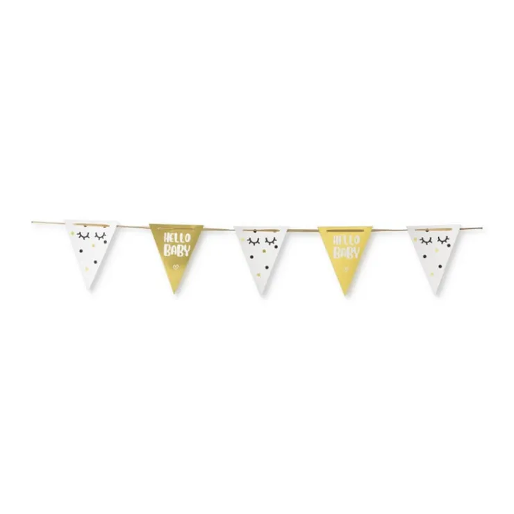 Xenos Vlaggenlijn wink - wit/goud - 5 meter- Babyshower