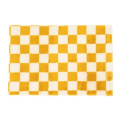 Xenos Vloerkleed checks - geel/wit - 60x90 cm- Vloerkleden