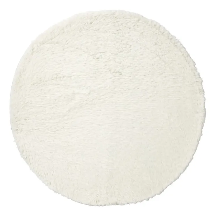 Xenos Vloerkleed fluffy rond - wit - ø120 cm- Vloerkleden