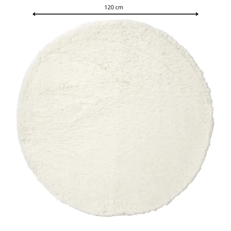 Xenos Vloerkleed fluffy rond - wit - ø120 cm- Vloerkleden