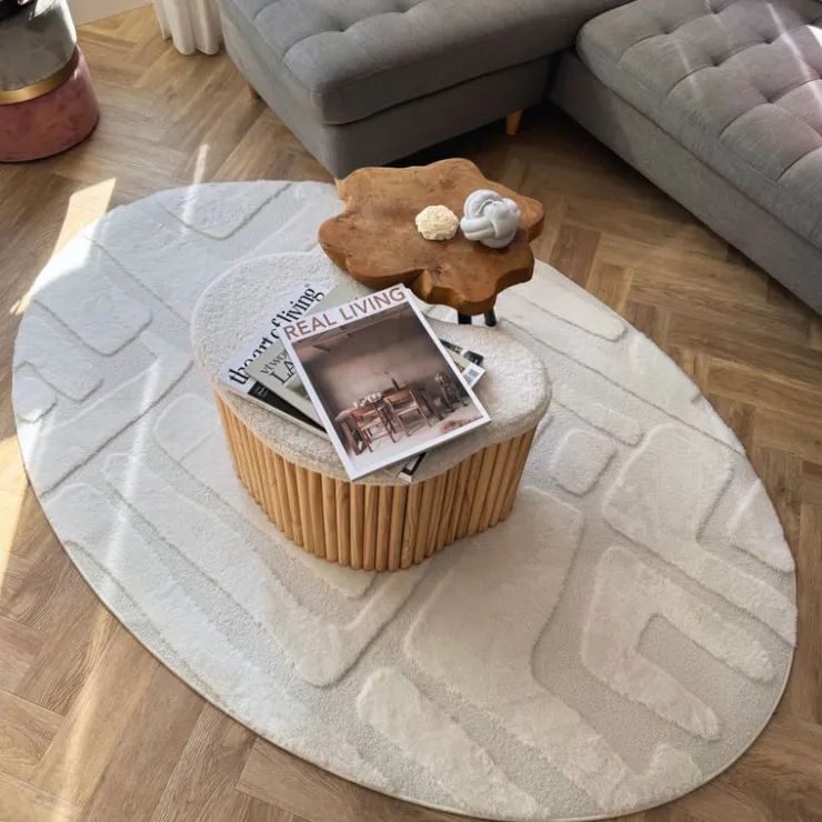 Xenos Vloerkleed native ovaal - wit - 120x180 cm- Vloerkleden