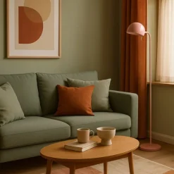 Xenos Vloerlamp retro - roze - ø22x146 cm- Staande Lampen