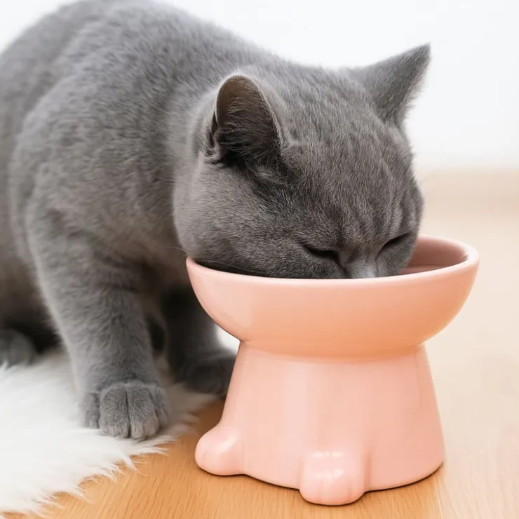 Xenos Voerbak voor kat - roze - ø10.3x13 cm- Huisdieraccessoires