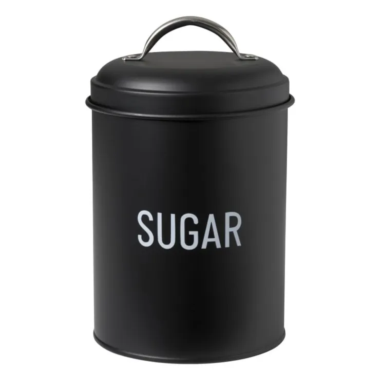 Xenos Voorraadblik sugar - zwart - ø11x15 cm- Koffie Accessoires|Voorraadpotten