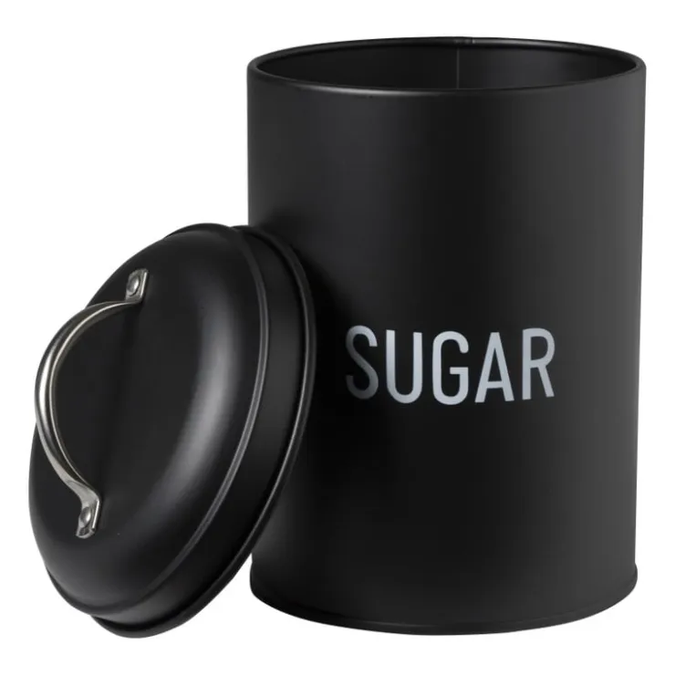 Xenos Voorraadblik sugar - zwart - ø11x15 cm- Koffie Accessoires|Voorraadpotten