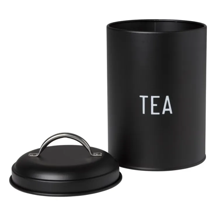 Xenos Voorraadblik tea - zwart - ø11x15 cm- Thee Accessoires|Theedozen