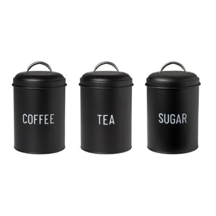 Xenos Voorraadblik tea - zwart - ø11x15 cm- Thee Accessoires|Theedozen