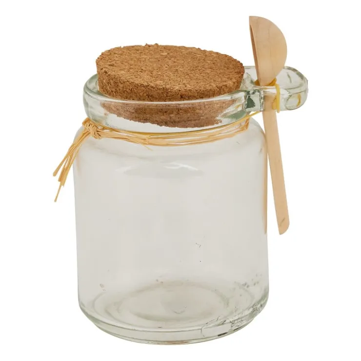Xenos Voorraadpot - kurk en lepeltje - 200 ml- Voorraadpotten