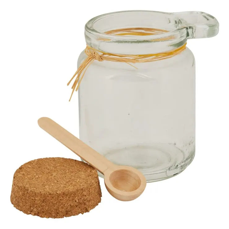 Xenos Voorraadpot - kurk en lepeltje - 200 ml- Voorraadpotten