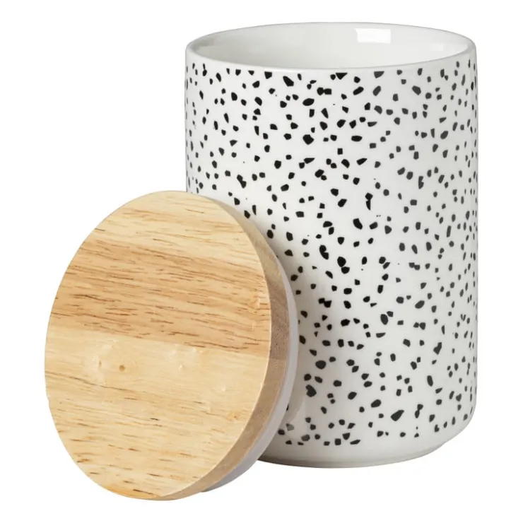 Xenos Voorraadpot Kasitoo stip - zwart/wit - 600 ml- Voorraadpotten