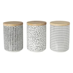 Xenos Voorraadpot Kasitoo stip - zwart/wit - 600 ml- Voorraadpotten