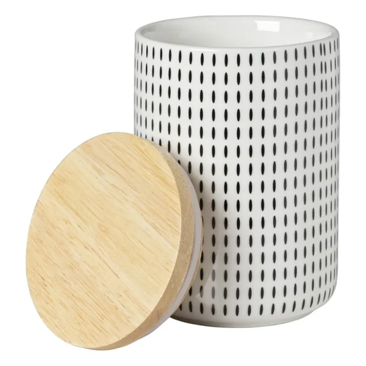 Xenos Voorraadpot Kasitoo streep - zwart/wit - 600 ml- Voorraadpotten
