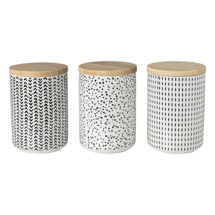 Xenos Voorraadpot Kasitoo streep - zwart/wit - 600 ml- Voorraadpotten